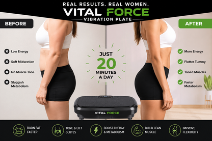 Vital Force Vibration Plate – Full-Body Home Gym Trainer with Resistance Bands